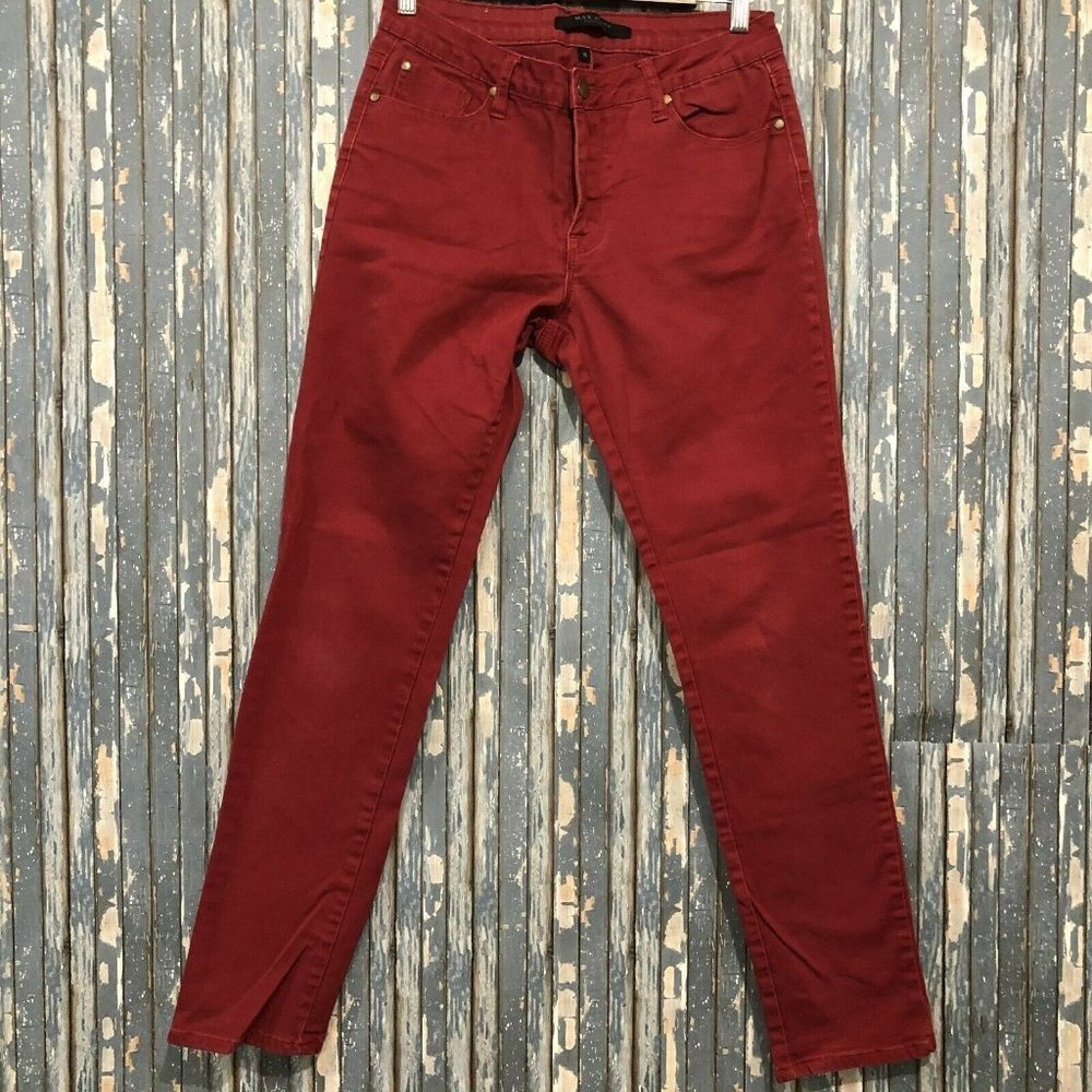 Max Jeans Womens Jeans sz 8 Brick Red Skinny Stretch Mid Rise Casual